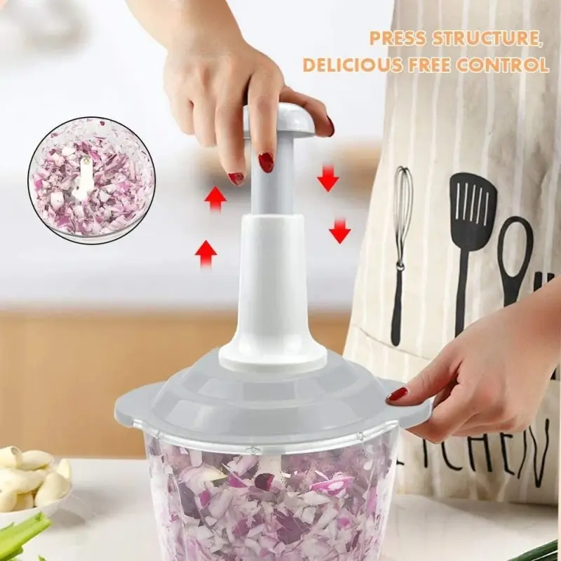 Hand Press Fruits and Vegetable Push Chopper Cutter - 600ml - Multicolor